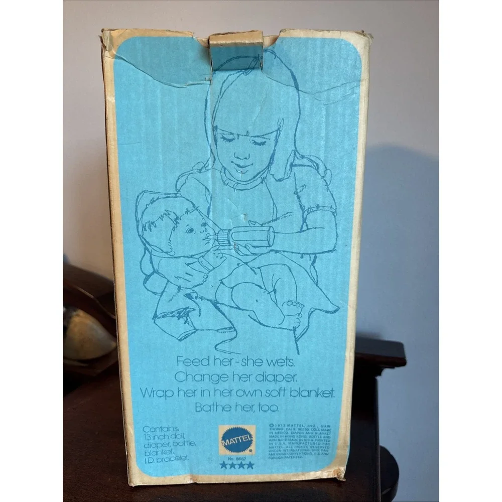 NOS Vintage Tender Love Mattel 1973 Newborn Black Baby & Accessories #8667